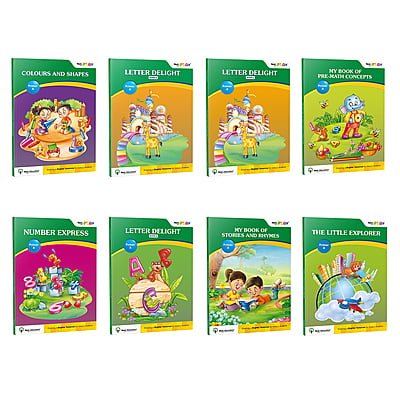 LKG Books for Kids - Set of 8 (CBSE) (Math, Story and Rhymes, Colors and Shapes, English Alphabet and Letters, and EVS)by Next Education |