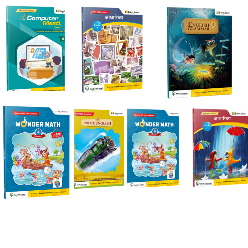 CBSE Class 4 books for Kids | Set of 5 books for class 4 books(Hindi,English,Maths,Computer,)